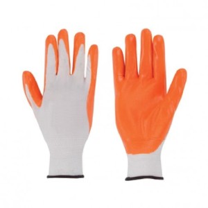 guantes de protección contra riesgos mecánicos de nylon con recubrimiento de nitrilo en naranja epi 