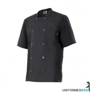 chaquetilla de cocina en color negro y manga corta para ropa de trabajo en uniformes web
