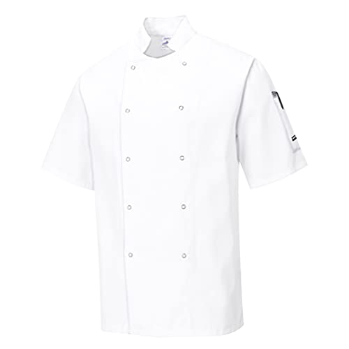 Portwest Chaqueta de Chef Cumbria, Color: Blanco, Talla: L, C733WHRL