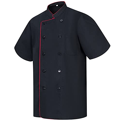 MISEMIYA - Chaquetas Chef Cocinero con BOTÓN REFORMADO MARMINTÓN SOLLASTRE GUISANDERO ADOBADOR Salsero - Ref.8421B - M, Negro