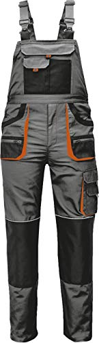 Stenso Des-Emerton - Pantalones con Peto de Trabajo para Hombre Slim fit - Gris/Negro/Naranja - 48