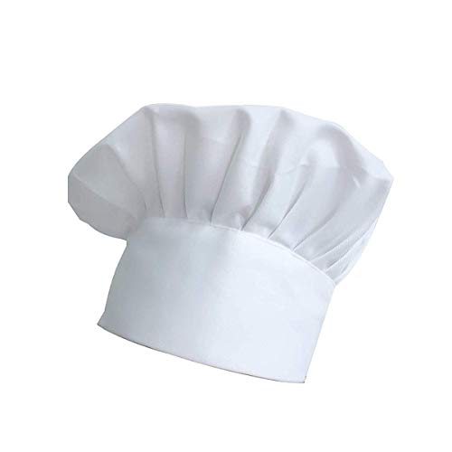 Gorro de chef, de tela ajustable elástico para cocina (blanco)