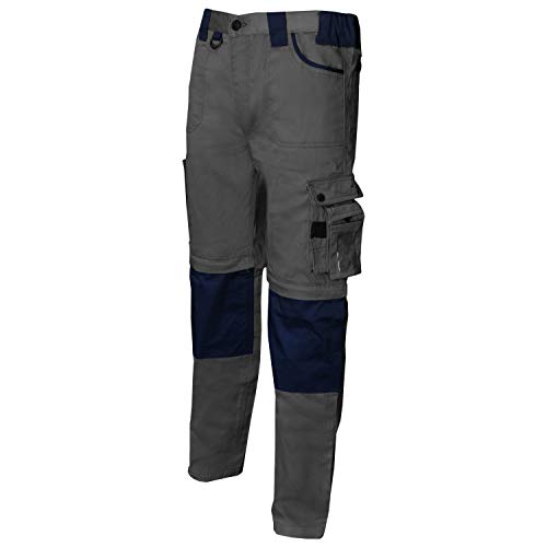 MISEMIYA - PANTALÓN Trabajo MULTIBOLSILLO con Cremallera Uniforme Laboral MECÁNICO TALLERES TÉCNICO Fontanero Industrial - Ref.877 - L, Gris, Pantalón Trabajo Multibolsillo 877-6