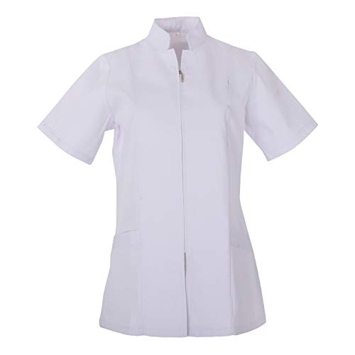 MISEMIYA - Casaca SEÑORA Cierre Cremallera Manga Corta Uniforme Laboral CLINICA Hospital Limpieza Veterinaria SANIDAD HOSTERERÍA- Ref.829 - XS, Blanco