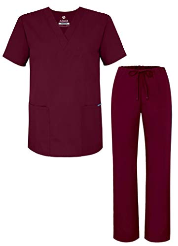 Adar Uniformes médicos Unisex - Uniformes médicos Unisex con cordón - 701 - Burgundy - M