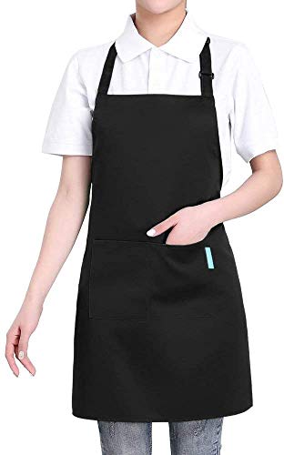 Delantal impermeable de mezcla de algodón con 2 bolsillos para mujeres y  hombres, cocina cocinera, cocinera, cocina, cocina, cocina, cocina,  trabajo