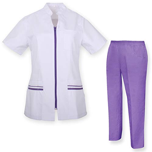 MISEMIYA - Uniformes Limpieza Casaca Y PANTALÓN,Casaca Y PANTALÓN Mujer Uniformes MEDICOS CLINICAS Estética Médico Enfermería Ref.70288 - XL, Lila