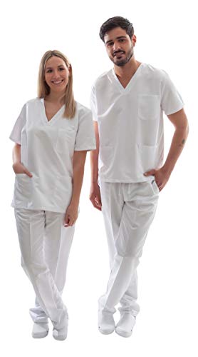 Uniforme Sanitario Unisex Ropa Trabajo Pijama Medico Casaca Enfermero Estetica Peluqueria Veterinaria Hospital Limpieza y Empleado Hogar Antilejía y No Destiñe - 4XL