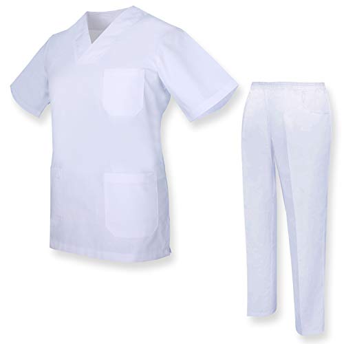 MISEMIYA - Casaca Y PANTALÓN Sanitarios Unisex Uniformes Sanitarios MÉDICOS Conjuntos Sanitarios Ref.81782 - S, Blanco