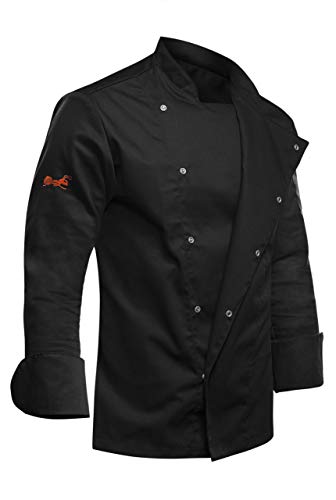 strongAnt® - Chaqueta de Chef/Cocinero Manga Larga - Uniforme Fabricado en UE - Negro XXL