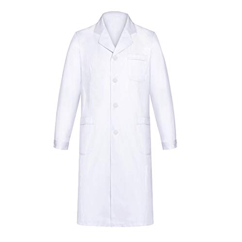 Yulang Bata Laboratorio, Bata Médico Blanco para Hombres Mujeres, Bata de Laboratorio Estudiante, Uniformes Bata Sanitarios Blancos, Unisexo Ropa Médica de Manga Larga Ropa de Trabajo