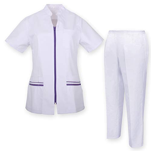 MISEMIYA - Casaca Y PANTALÓN Mujer Uniformes Sanitarios Uniformes MEDICOS CLINICAS Estética Médico Enfermería Casaca Y PANTALÓN Ref.7028 - M, Lila