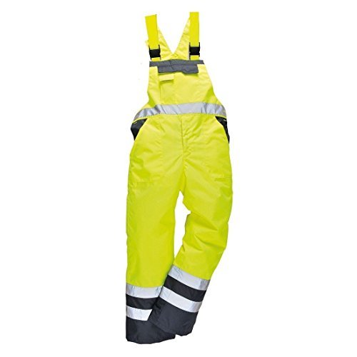 Stormway Hombres Alta Visibilidad Contraste Pechera Tirantes Impermeable Ropa De Trabajo ulined Mono Pantalon Peto - Amarillo/Azul Marino, Large