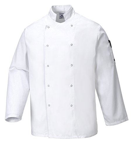 Portwest C833WHRM Chaqueta de Chef, Suffolk , M, Blanco (White)