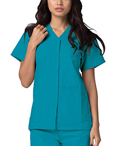 Adar Uniformes médicos para Mujer - Casaca Sanitaria Frontal a presión - 604 - Teal Blue - S