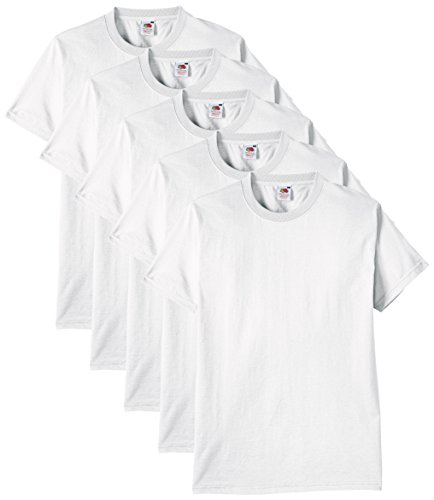 Fruit of the Loom Heavy Cotton tee Shirt 5 Pack Camiseta, Blanco, Medium (Pack de 5) para Hombre