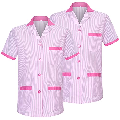 MISEMIYA - Pack*2-Camisa Camisetas Mujer Medica Mangas Cortas Uniforme Laboral Sanitarios Hospital Limpieza Ref.T820 - S, Rosa