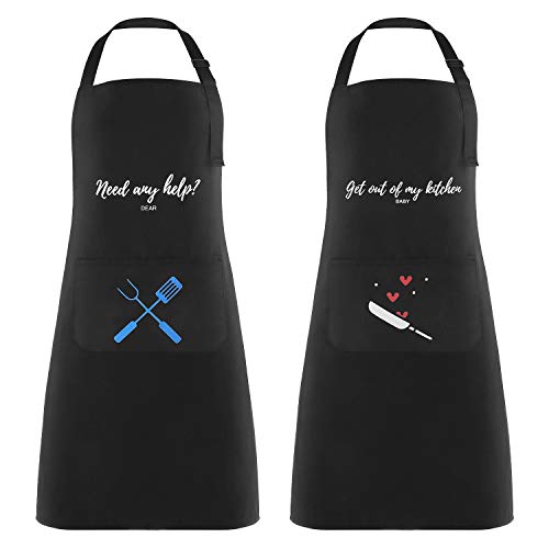  Delantal de cocina para mujer, con 2 bolsillos que se puede  utilizar para cocinar y hornear, puedes personalizar el texto y el  logotipo, Azul-A, Universal : Hogar y Cocina