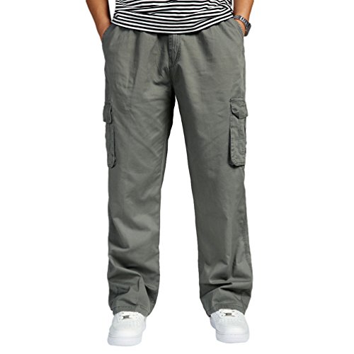 Lvguang Hombre Pantalones Cargo de Senderismo de Transpirable Cintura Elástica Trabajar Pantalones de Talla Grande Pantalón (Ejército Verde, Asia 6XL)