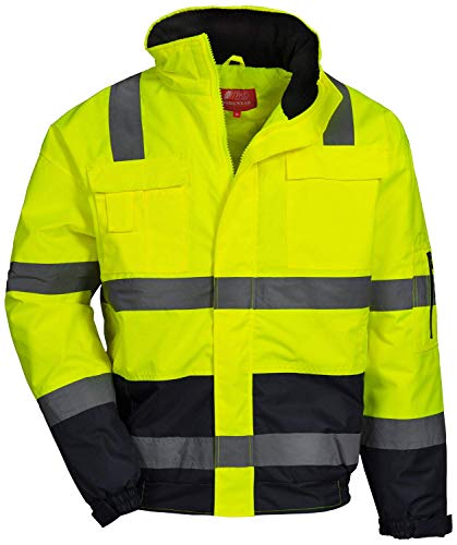 NITRAS Motion Tex Viz Plus Chaqueta Impermeable Reflectante para Trabajo - Alta Visibilidad - Ropa Laboral Hombre - Bomber - Piloto Diseño con Cintas Reflectantes