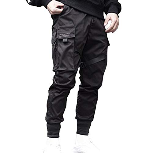 Para Hombres Estilo De Combate Cargo Pantalones Jeans Diseñador recubierto negro todos los tamaños de 28 a 48