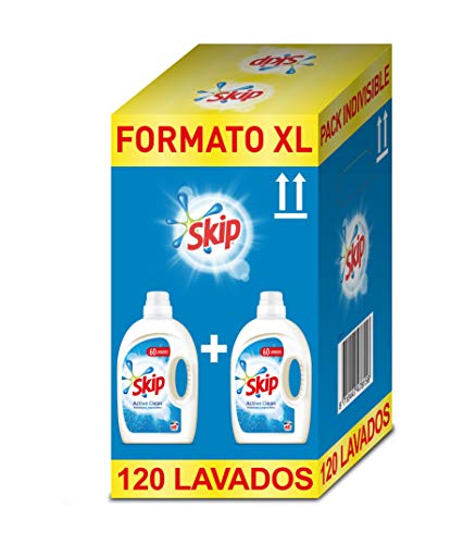 Skip Active Clean Detergente Líquido para Lavadora - Paquete de 2 x 60 lavados - Total: 120 lavados