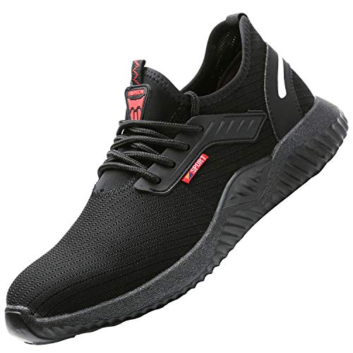 UCAYALI Zapatos de Seguridad Hombre Trabajo Comodos Ligeros Transpirables Zapatillas Trabajo Seguridad Deportivo Punta de Acero para Electricista Soldador Construccion Verano(015 Negro, 41 EU/255)