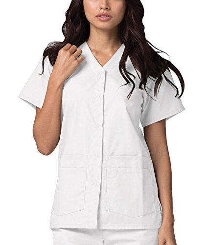 Adar Uniformes médicos para Mujer - Casaca Sanitaria Frontal a presión - 604 - White - XL