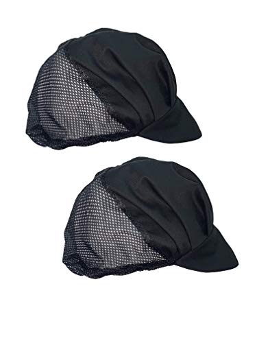 MVC PACK*2 pcs - Cofia/Gorro Visera con Rejilla Cocina, Cocinera/Cocinero/Chef, Hostelería - NEGRO