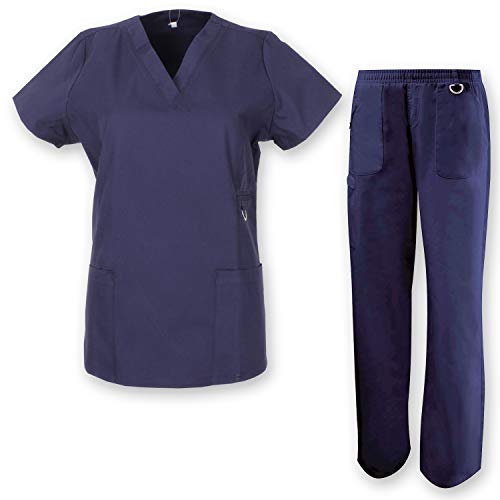 MISEMIYA - Uniforems Sanitarios Mujer Casaca Y PANTALÓN Medicos Dentistas - Medium, Azul Marino