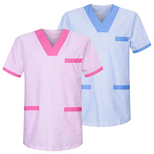 MISEMIYA - Pack*2 - Camisa Camisetas Unisex Uniformes LABORARES ESTÉTICA Dentista - Ref:T817 - L, Mixto