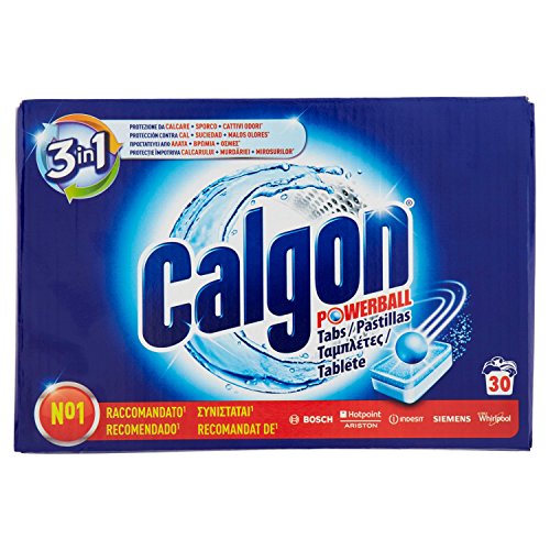 Calgon Powerball Pastillas - Antical para la Lavadora, Elimina Olores y Suciedad, en formato pastillas, 30 unidades