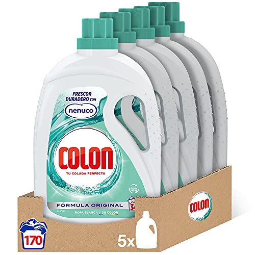 Colon Nenuco - Detergente para lavadora, adecuado para ropa blanca y de color, formato gel - Megapack de 5, hasta 170 dosis