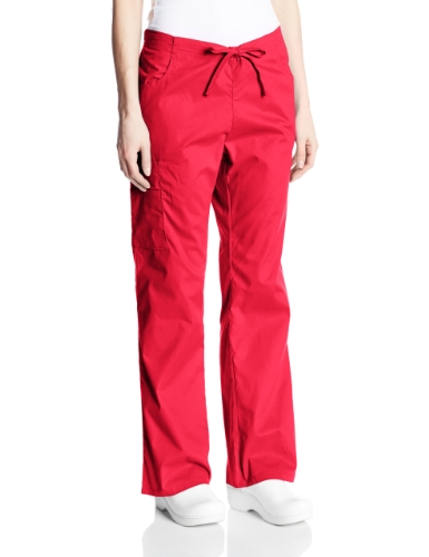 Dickies Women's Tall EDS Signature Scrubs Missy Fit Drawstring Cargo Pant, Red, Medium/Tall