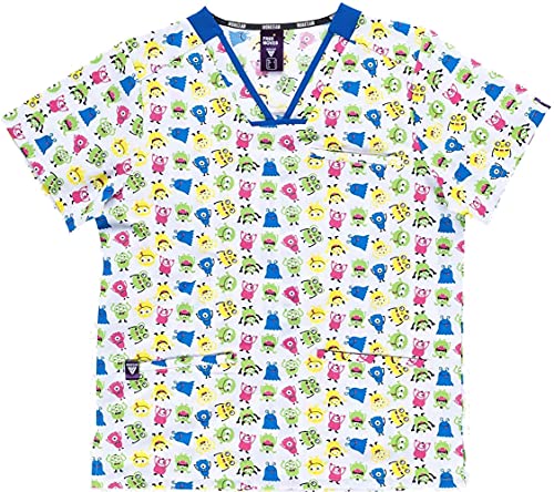 Workteam Casaca Sanitaria Estampada Unisex, Tejido ELÁSTICO. Uniforme Sanitario, Conjunto Sanitario, Camisa Médico, Enfermera, Dentista, Estética, Veterinaria, Hostelería. Multicolor XXL